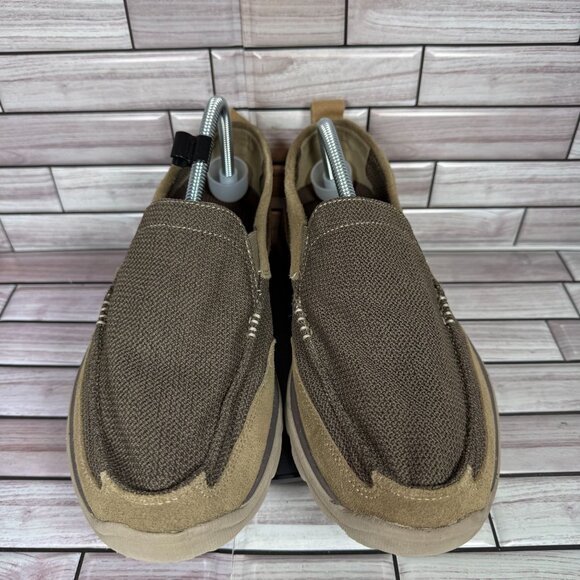 Skechers Men's Brown/Tan Relaxed Fit Memory Foam Slip-On Loafers‎ Shoe Size 9.5 - Picture 2 of 9